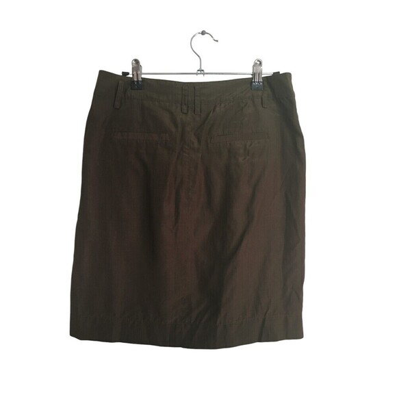 Banana Republic Mini Skirt Women's Size 2 Olive Green Silk Cotton Blend Zip - Picture 4 of 7